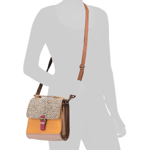 SORUKA Leather Vivian Animal Print Satchel - Picture 2 of 4